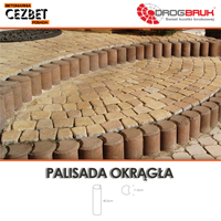 element dekoracyjny z betonu kolorowego - fotografia palisady okrągłej drogbruk