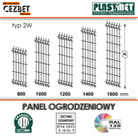 Stalowy panel ogrodzeniowy PlastMet z 2 przegięciami moduł 2W