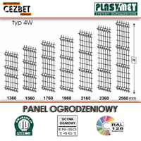 Stalowy panel ogrodzeniowy PlastMet z 4 przegięciami moduł 4W