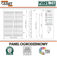 Przkrój poprzeczny panela ogrodzeniowego ze stali